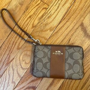 Coach Brown Logo Wristlet